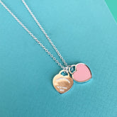 DOUBLE HEART PEDANT SILVER NECKLACE
