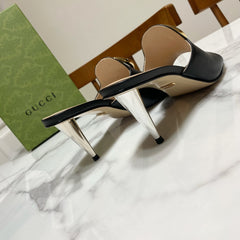 GG HIGH HEELS BLONDIE 75 IN BLACK LAMBSKIN WITH GOLD HARDWARE