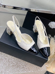 HIGH SLINGBACKS 65 WHITE MIX BLACK CALFSKIN