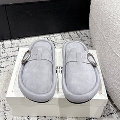 ARC CLOG MULES IN GREY SUEDE