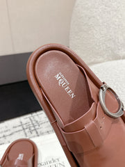 ARC CLOG MULES IN BROWN LAMBSKIN