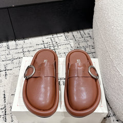 ARC CLOG MULES IN BROWN LAMBSKIN