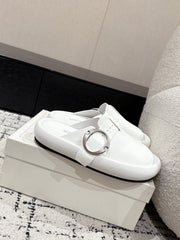 ARC CLOG MULES IN WHITE LAMBSKIN