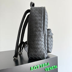 BOTTEGA VENETA 25S INTRECCIATO BAG 46 IN BLACK CALFSKIN SILVER HARDWARE