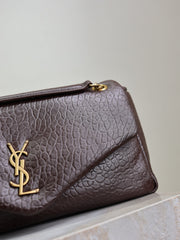 YSL 25S CALYPSO 30 IN DARK CHOCOLATE GRAINED CALFSKIN GOLD HARDWARE