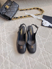 SLINGBACKS 45 IN BLACK SHEEPSKIN