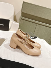 CC HIGH MARY JANE ALMOND BEIGE LAMBSKIN