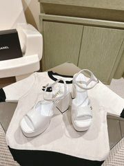 CC HIGH SANDAL WHITE CALFSKIN
