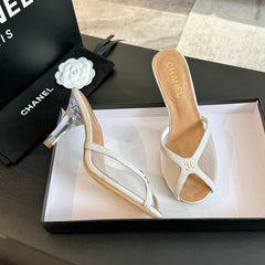 Double C High Heel White Lambskin