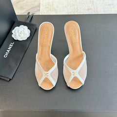 Double C High Heel White Lambskin