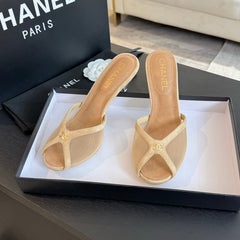 Double C High Heel Tan Brown Lambskin