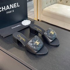 MID-HEEL 5 CM MULE IN BLACK LAMBSKIN