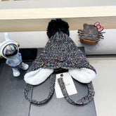 BEANIE HAT IN BLACK WOOL LINED WITH FLEECE 436773