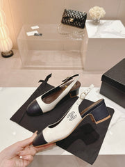 SLINGBACKS WHITE MIX BLACK SHEEPSKIN