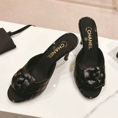 Double C New Camellia High Heel Black