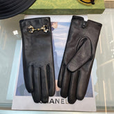 HORSEBIT GLOVES IN BLACK LAMBSKIN WITH CASHMERE LINING 454592