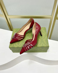 HIGH PUMP 6 CM IN CRIMSON RED CALFSKIN