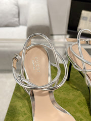 GG 105 STRAPPY SANDAL SILVER CALFSKIN