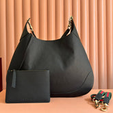 B LARGE SHOULDER BAG 49 IN BLACK SMOOTH LAMBSKIN