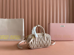 ARCADIE MATELASSÉ BAG 19 IN NUDE CALFSKIN GOLD HARDWARE