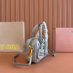 ARCADIE MATELASSÉ NAPPA SMALL BAG 19 IN GREY LAMBSKIN GOLD HARDWARE