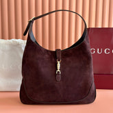 GUCCI 25S JACKIE GIORNO 44 CM IN DARK CHOCOLATE BROWN SUEDE