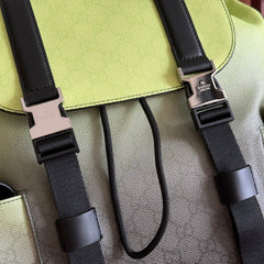 GUCCI 25S BACKPACK 46 CM IN NEON GREEN TO DARK GRAY OMBRÉ CALFSKIN