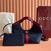 GUCCI 25S GIGLIO LARGE TOTE BAG 25 CM IN CHARCOAL GRAY CANVAS