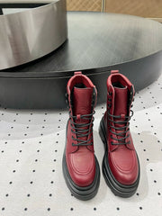 ANKLE BOOTS 55 MM IN BURGUNDY RED CALFSKIN