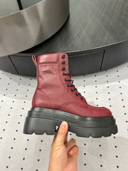 ANKLE BOOTS 55 MM IN BURGUNDY RED CALFSKIN