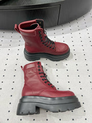 ANKLE BOOTS 55 MM IN BURGUNDY RED CALFSKIN