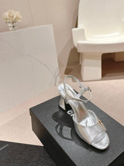 HIGH HEELS SANDAL IN SILVER LAMBSKIN
