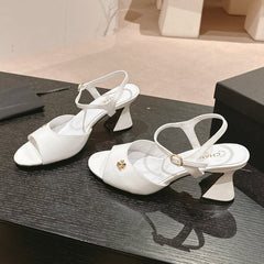 HIGH HEELS SANDAL IN WHITE LAMBSKIN