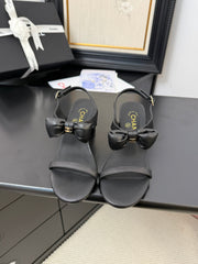 MID HEEL 45 MM SANDALS IN BLACK CALFSKIN