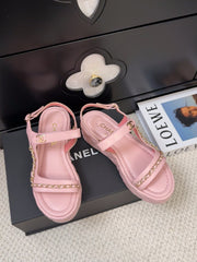THICK-SOLED SANDALS 55 MM IN LIGHT PINK CALFSKIN