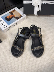 THICK-SOLED SANDALS 55 MM IN BLACK CALFSKIN