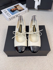 MARY JANE PUMPS 55 MM IN WHITE MIX BLACK LAMBSKIN