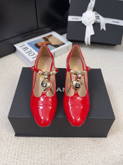 MARY JANE SHOES IN RUBY RED PATENT CALFSKIN 55 MM