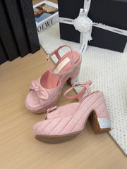HIGH 12 CM PLATFORM SANDALS IN BLUSH PINK SUEDE