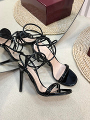 HIGH SANDAL 10 CM IN BLACK GLOSSY CALFSKIN