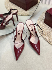 HIGH SLINGBACK PUMP 10 CM IN CHERRY RED GLOSSY CALFSKIN