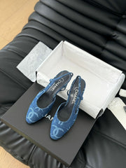 CLASSIC HIGH SLINGBACK NAVY BLUE CALFSKIN
