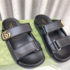 GG  Rubber Sole Logo Sandals Black