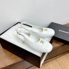 HIGH SLINGBACKS WHITE CALFSKIN