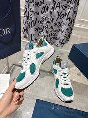 DIOR 25S MILE SERIES SNEAKERS 25MM IN WHITE DARK TEAL CALFSKIN