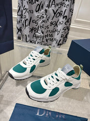 DIOR 25S MILE SERIES SNEAKERS 25MM IN WHITE DARK TEAL CALFSKIN