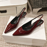 HIGH SLINGBACKS 5 CM IN RUBY RED PATENT CALFSKIN