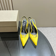 ANGELINA 10 CM SLINGBACK IN BRIGHT YELLOW CALFSKIN