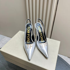 ANGELINA 10 CM SLINGBACK IN SILVER CALFSKIN