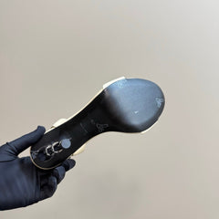 STRAP HIGH BAMBOO-EFFECT HEEL SANDAL IN CREAM PATENT CALFSKIN